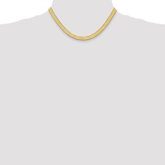 6.5mm, 14k Yellow Gold, Solid Herringbone Chain Necklace, 16 Inch - Picture 2 of 8